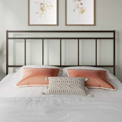 Bronze Queen Metal Platform Bed with Headboard and Drawer