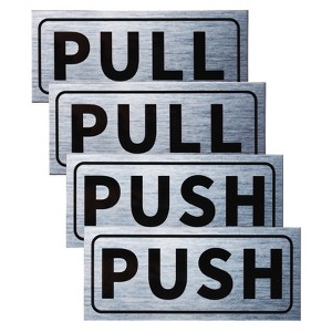 Unique Bargains PVC Self-Adhesive Waterproof Store Horizontal Push Pull Door Sign 2 Set - 1 of 4