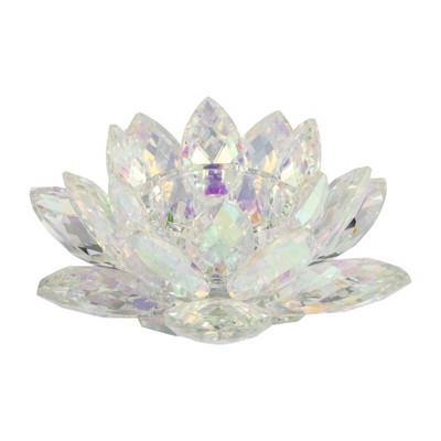 Crystal Lotus Flower Votive Candle and Tealight Holder for Patio, Deck, Living Room, Bedroom, or Bathroom
