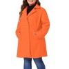 Agnes Orinda Women's Plus Size Notched Lapel Single Breasted Back Split Winter Long Pea Coats - 2 of 4