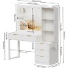 PAKASEPT Fluted Makeup Vanity Tables with 25" Lighted Mirror, 58" Modern Vanity Desk with Glass Canbinet & 5 Drawers, Dressing Table - 2 of 4