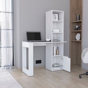 NicBex Bookcases for Living Room Modern 53.8" Tall 3 Shelves Double Door Cabinet Bookshelf Compact Design Bookcase for Small Spaces Office Home - 1 of 4