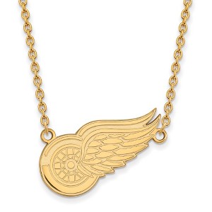 Black Bow Jewelry 14k Yellow Gold Detroit Red Wings NHL Necklace 18 Inch - 1 of 4