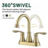 Cobbe Bathroom Faucet Brushed Gold with Pop-up Drain & Supply Hoses 2-Handle 360 Degree High Arc Swivel Spout Centerset 4 Inch Vanity Sink Faucet - 4 of 4