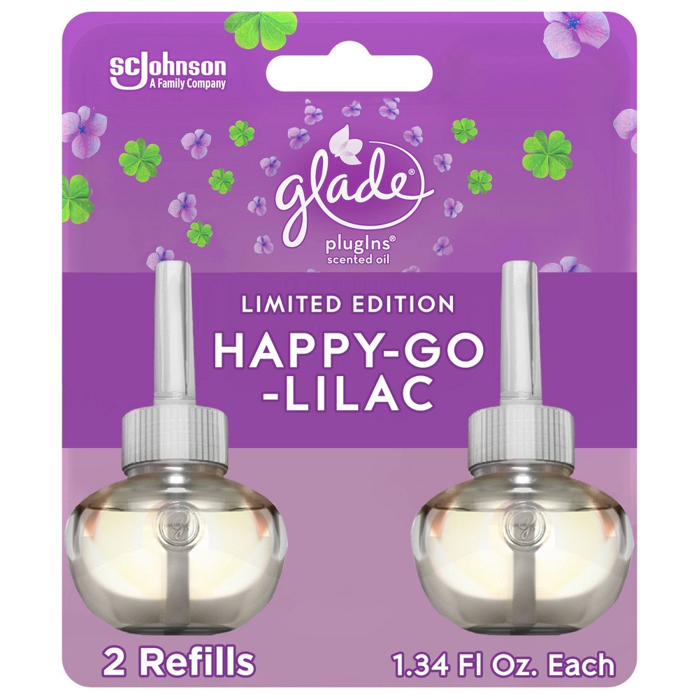Glade PlugIns Scented Oil Air Freshener Refills - Happy-Go-Lilac - 2ct/1.34oz