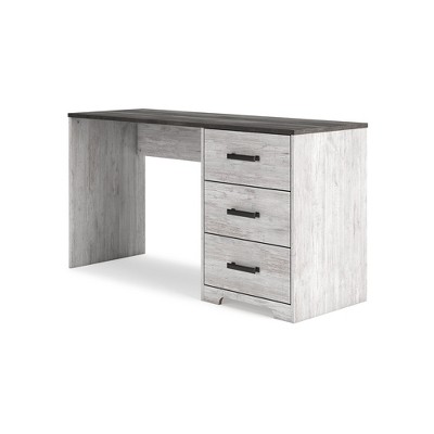 Gray and White Wood Home Office Desk with Drawers