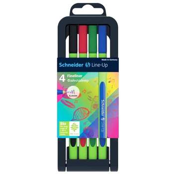 Schneider Line-Up Fineliner Pen, 0.4 mm, Adjustable Case Stand, 4 Assorted Ink Colors