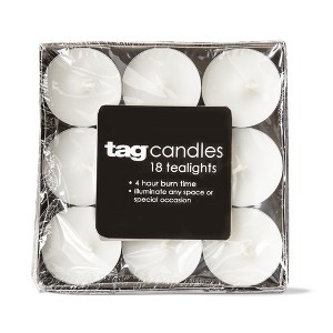 tagltd Color Studio Paraffin Wax White Unscented Tealight Candles Set Of 18, Burn Time 4 Hrs - 1 of 3