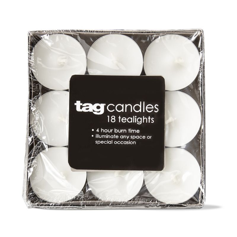 tagltd Color Studio Paraffin Wax White Unscented Tealight Candles Set Of 18, Burn Time 4 Hrs, 1 of 4