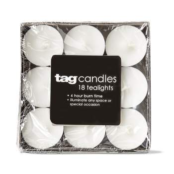 tagltd Color Studio Paraffin Wax White Unscented Tealight Candles Set Of 18, Burn Time 4 Hrs