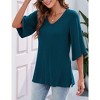Chiffon Blouses for Women Ruffle 3/4 Sleeve Dressy V Neck Casual Flowy Tunic Tops - 3 of 4