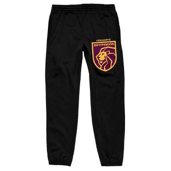 Harry Potter House of Gryffindor Lion Crest Men's Black Graphic Sleep Pants