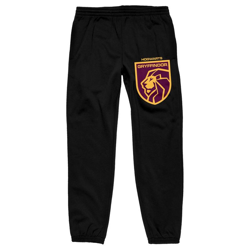 Harry Potter House of Gryffindor Lion Crest Men's Black Graphic Sleep Pants, 1 of 4
