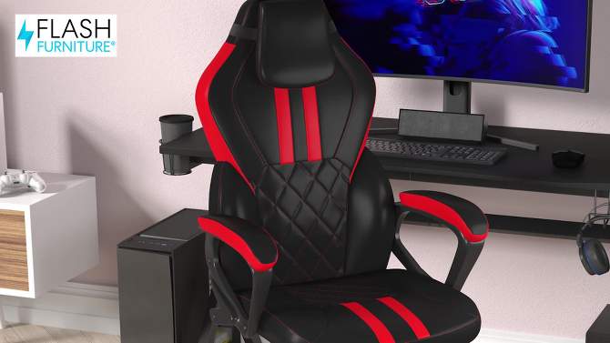 Flash Furniture Stone Ergonomic Office Computer Chair - Adjustable Black and Red Designer Gaming Chair - 360° Swivel - Transparent Roller Wheels, 2 of 10, play video