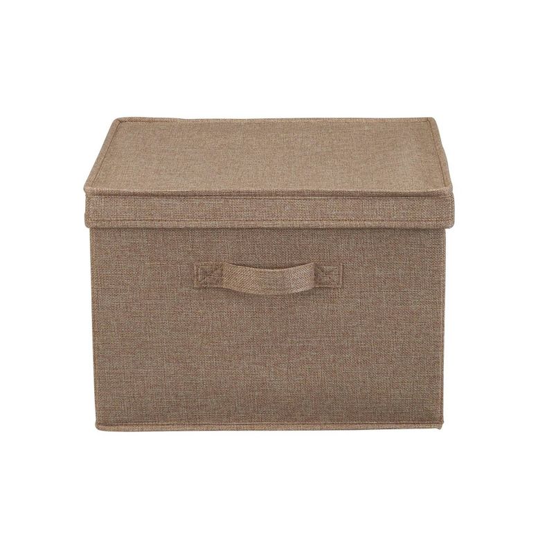 Household Essentials Set of 2 Square Storage Boxes with Lids Latte Linen, 5 of 9