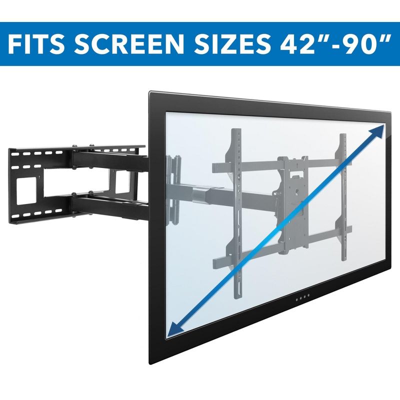 Mount-It! Long Extension TV Mount, Dual Arm Full Motion Wall Bracket with 36 inch Extended Articulating Arm, Fits Screen Sizes 42 to 90 Inch, 176 Lbs., 2 of 8