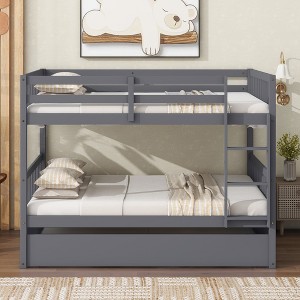 Full Over Full Bunk Bed with Trundle, Ladder and Guardrails - 1 of 4