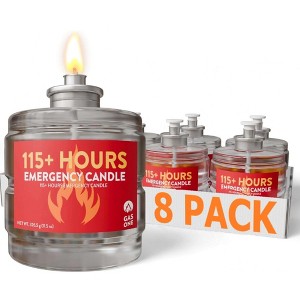 GasOne 115+ Hours Emergency Candle Set 8 Pack Long Burning Unscented Candles for Power Outages - 1 of 4