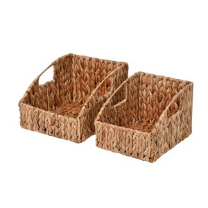 happimess Havanah Southwestern Hand-Woven Hyacinth Slanted Nesting Baskets with Handles, Natural (Set of 2) - 1 of 4