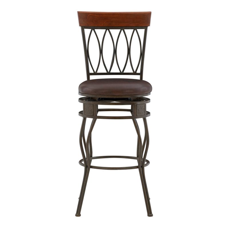 30&#34; Flynn Faux Leather Padded Swivel Seat Barstool Bronze - Linon, 4 of 13