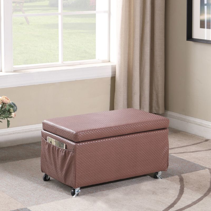 Ore International Storage Bench with Caster Wheels/Side Pockets Brown, 5 of 7