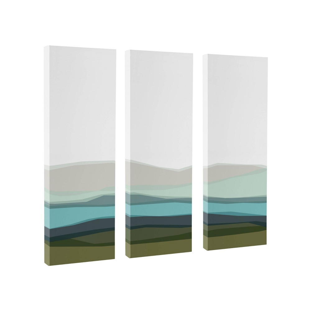 Photos - Other Decoration  12"x28" Abstract Blue Lake and Mountains by The Creative Bunch Studio Unframed Wall Canvas - Kate & Laurel All Th(Set of 3)