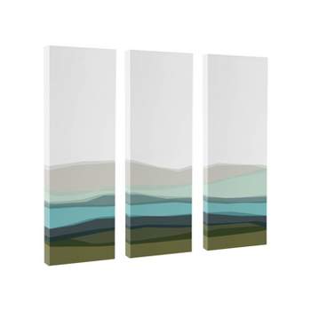 (Set of 3) 12" x 28" Abstract Blue Lake and Mountains by The Creative Bunch Studio Unframed Wall Canvas - Kate & Laurel All Things Decor