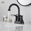 CASAINC 4 in. Centerset Double Handle High Arc Bathroom Sink Faucet Lavatory Faucet with Stainless steel Drain in Brushed Gold - 2 of 4