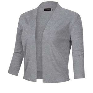 Women’s 3/4 Sleeve Cropped Cardigan Sweaters Open Front Knit Short Bolero Shrugs - 1 of 4