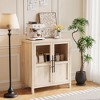 29" Modern Farmhouse Buffet Sideboard Cabinet: 2 Glass Doors + Shelves | Multi-Room Storage Solution for Kitchen - 3 of 4