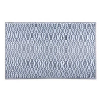 French Blue Diamond Weave Non-Slip Outdoor Rug 4' x 6'
