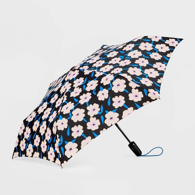 ShedRain Auto Open Auto Close Compact Umbrella - Black Floral