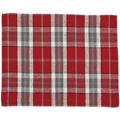 Park Designs Sketchbook Snowman Plaid Placemat Set - Red