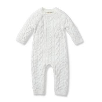 Hope & Henry Baby Cable Knit Sweater Romper