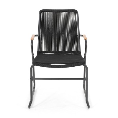 Modern Black Rope Weave Club Chairs with Iron Frame, Set of 2