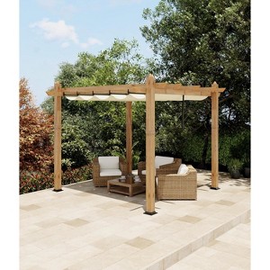 Aluminum Pergola w/ Retractable Canopy - Heavy-Duty UV-Resistant for Deck, Backyard - 1 of 4