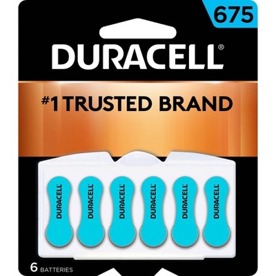 Duracell Size 675 Hearing Aid Batteries 6 Pack Easy Fit Tab Target