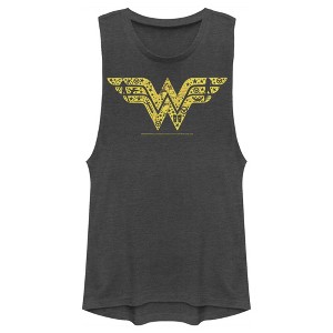 Juniors Womens Justice League Silhouette Logo Festival Muscle Tee - 1 of 4