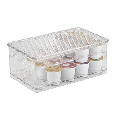iDESIGN Plastic Tier Coffee Pod Organizer with Lid The Linus Collection Clear: Kitchen Cabinet Storage, 11x7x4, Spot Clean — фото 2