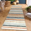Modern Runner Rug 2x6 Washable Striped Accent Carpet with Non-Slip Backing, Stain-Resistant Low Pile Hallway Rug, Foldable Contemporary Floor Cover - 4 of 4