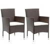 vidaXL Rattan Dining Chairs 2 Pcs Outdoor Wicker Dining Chair Poly Rattan - Brown - 2 of 4