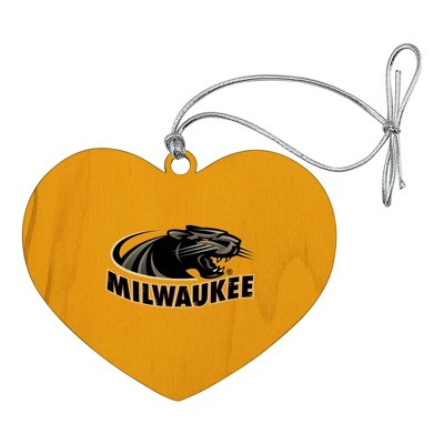 University of Wisconsin Milwaukee Official Logo Heart Love Wood Christmas Tree Holiday Ornament