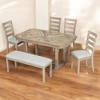 6-Piece Rubber Wood Dining Table Set with Cushioned Chairs & Bench â€?Geometric Pattern Tabletop & Distressed Finish for Kitchen and Dining Room - 2 of 4