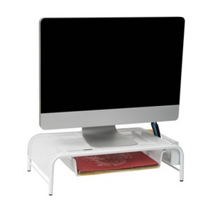 Mind Reader Monitor Stand, Ventilated Laptop Riser, Paper Tray, Storage, Office, Metal Mesh, 20"L x 11.5"W x 5.5"H, White - 1 of 4