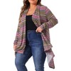 Agnes Orinda Women's Plus Size Lightweight Long Sleeve Open Front Knit Stripe Sweaters Cardigans - 2 of 4
