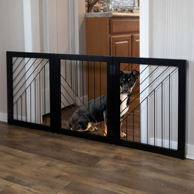 Black Metal 3-Panel Freestanding Pet Gate