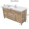 60" Bathroom Vanity with SMC Sink, Freestanding Storage Cabinet with Rattan Doors, Soft Close Drawers, Silver Knobs and Pine Legs - 3 of 4