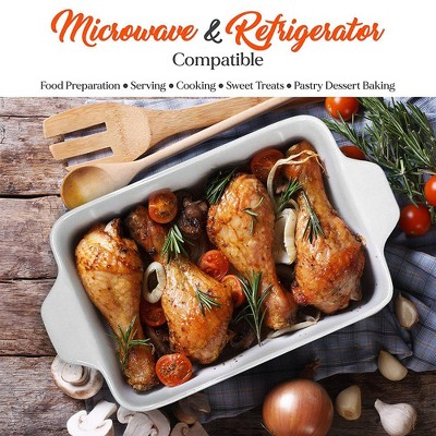 Red 3-Piece Rectangular Ceramic Bakeware Set with Non-Stick Coating