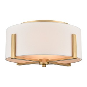 Claxy Gold Flush Mount Ceiling Light Drum White Fabric Shade - 1 of 4