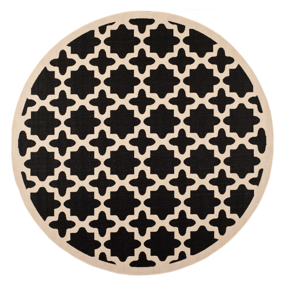  Round Natalie Outdoor Patio Rug Black/Beige